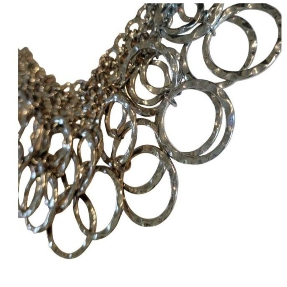 Chico's Multi Hammered Circle Dangle Statement Si… - image 2